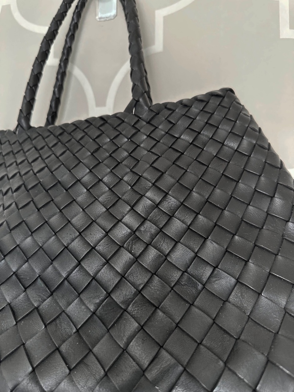 NWOT Dragon Diffusion Santa Croce Big Black Woven Leather Handbag - Picture 4 of 11